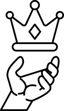 Sanat tarzında tacı tutan bir el.