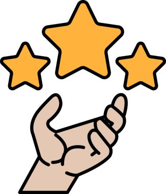 Üç yıldızlı bir el. El, yıldızları birbirine dokunmayacak şekilde tutuyor.