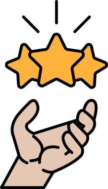 Üst üste üç yıldız tutan bir el. El, yıldızları birbirine dokunmayacak şekilde tutuyor.