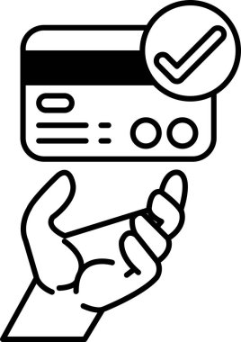 Üzerinde çek işareti olan bir kredi kartını tutan bir el.