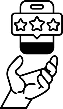 Üzerinde üç yıldız olan telefonu tutan bir el.