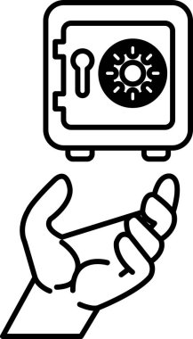 Sanat tarzında kasa tutan bir el.