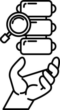 Üç blokluk bir yığının üzerinde büyüteç tutan bir el.