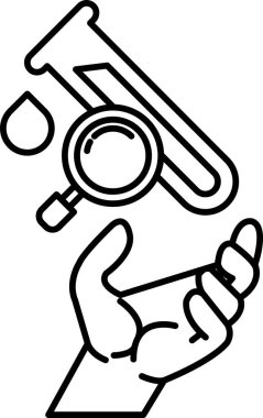 Kan örneğinin üzerinde büyüteç tutan bir el.