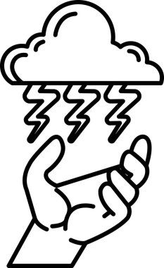 Bir el yıldırımlarla bir bulut tutuyor