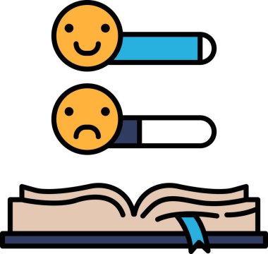 Kitap kapağında iki yüz yer alıyor, birinde gülücük, diğerinde ise çatık kaşlar. Kitap mavi kurdele yer imi olan bir sayfayı açıyor. Kapak, bir duygu duygusunu uyandırmak için tasarlandı.