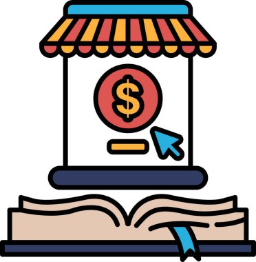 Üzerinde dolar işareti olan bir kitap. Dolar işareti kırmızı ve beyaz.