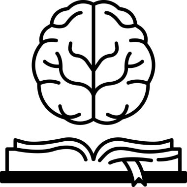 Bir beyin ve açık bir kitap yan yana gösterilir.