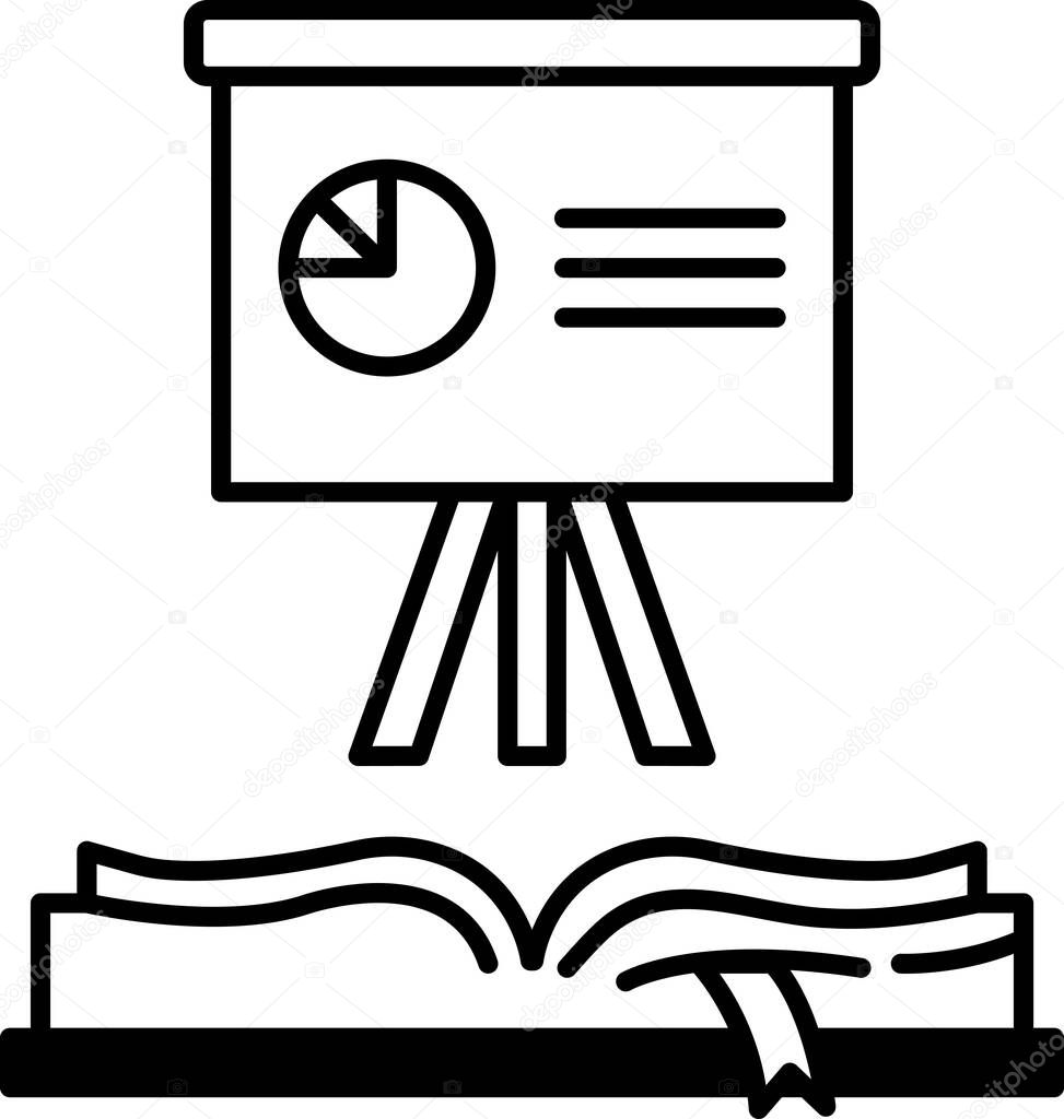 A book with a projector screen and a book stand