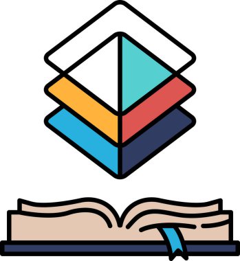 Üzerinde mavi kurdele olan bir kitap. Kitap, üzerinde üçgen olan bir sayfaya açılıyor.