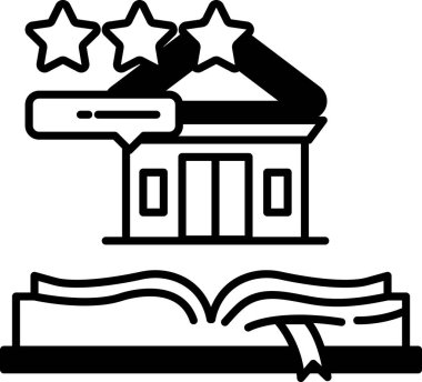 Üç yıldızlı bir bina ve kurdeleli bir kitap.