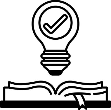 Açık bir kitabın üzerinde bir ampul gösterilir