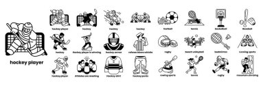 Çizim tarzında hokey kavramının bir dizi çizimi