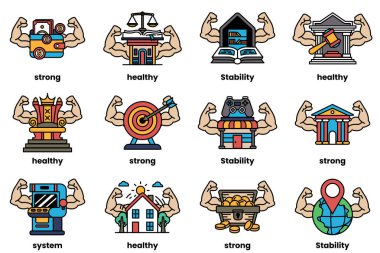 Bir dizi çizim stili içinde kolları olan çeşitli ekipman konsepti