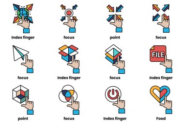 Çizgi çizim tarzında çeşitli şeyleri gösteren el resimleri.