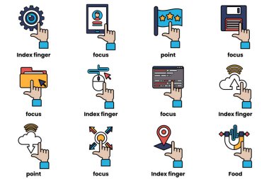 Çizgi çizim tarzında çeşitli şeyleri gösteren el resimleri.