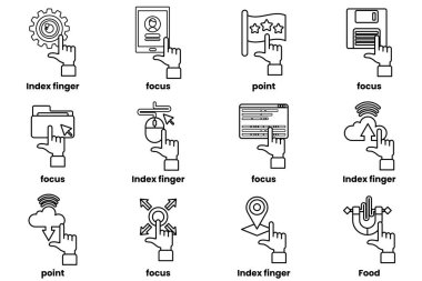 Çizgi çizim tarzında çeşitli şeyleri gösteren el resimleri.