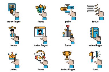 Çizgi çizim tarzında çeşitli şeyleri gösteren el resimleri.
