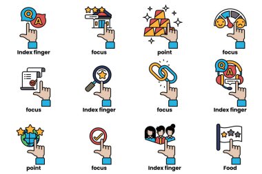 Çizgi çizim tarzında çeşitli şeyleri gösteren el resimleri.