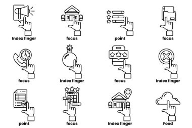 Çizgi çizim tarzında çeşitli şeyleri gösteren el resimleri.