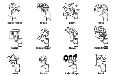 Çizgi çizim tarzında çeşitli şeyleri gösteren el resimleri.