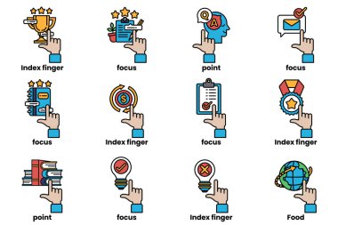 Çizgi çizim tarzında çeşitli şeyleri gösteren el resimleri.