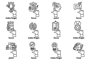 Çizgi çizim tarzında çeşitli şeyleri gösteren el resimleri.