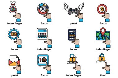 Çizgi çizim tarzında çeşitli şeyleri gösteren el resimleri.