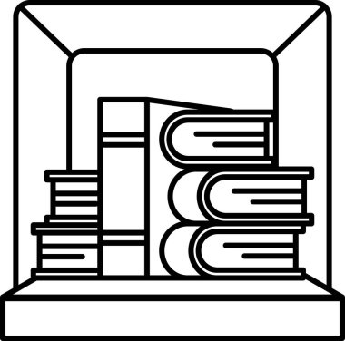 Bir yığın kitap beyaz çerçevede gösterilir. Kitaplar üst üste yığılmış, en büyük kitap ise en büyüğü. Bilgi ve öğrenme kavramı