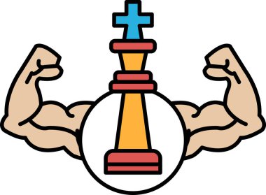 Kaslı bir adam elinde bir satranç taşı tutuyor. Güç ve güç kavramının yanı sıra stratejik düşünme ve zihinsel dayanıklılık kavramı