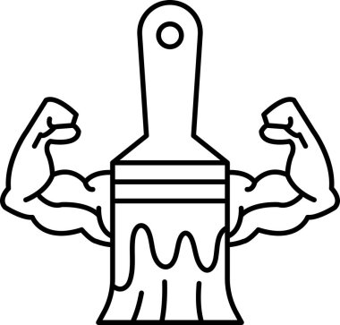 Bir adamın kollarının sarıldığı bir boya fırçası. Adamın kolları genişçe açılır ve boya fırçası kolların ortasında tutulur. Güç ve güç kavramı