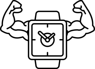 Üzerinde erkek kolu olan bir saat. Saatin siyah bir yüzü ve elleri var. Saat 10: 30 'u gösteriyor.