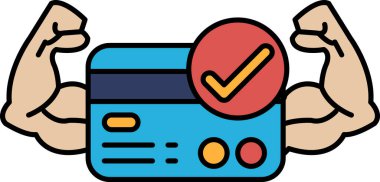 Üzerinde kırmızı işaret olan bir kredi kartı şişkin kaslı bir adam tarafından soyuluyor.