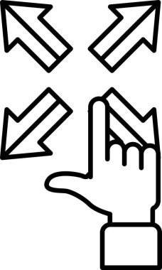 Farklı yönlere bakan dört oklu beyaz bir oku işaret eden bir el. Birden fazla yol veya seçenek kavramı ve el hareketi izleyicinin bunlardan birini seçmesi gerektiğini gösteriyor.
