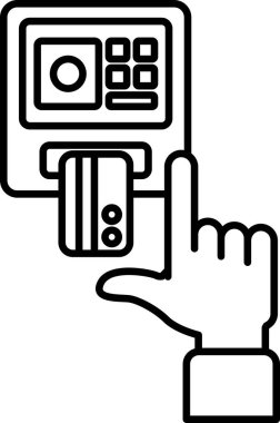 Bir el kart okuyucusunu işaret ediyor. Kart okuyucu siyah beyaz