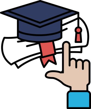 Mezuniyet şapkası ve diplomasını gösteren bir el. Mezuniyet kavramı ve eğitimin önemi