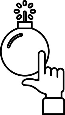 Bombayı işaret eden siyah beyaz bir el resmi. Bomba parlak bir ışıkla çevrili ve el onun üzerinde duruyor. Tehlike ve aciliyet kavramı, sanki bomba patlamak üzere.