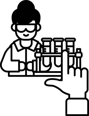 Bir kadın laboratuvar masasının üzerinde laboratuvar önlüklü bir adamla el ele tutuşuyor. Kadın gülümsüyor ve adam ona bakıyor. Bilimsel bir ortamda işbirliği ve takım çalışması kavramı