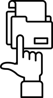 Beyaz arka plandaki klasöre bakan bir el. Dosya açık ve üzerinde bir etiket var.