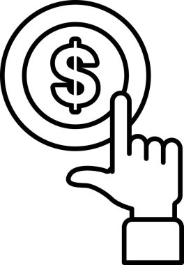 Dolar işaretini gösteren bir el. Dolar işareti bir daire ile çevrilidir. Para kavramı ve bunun önemi