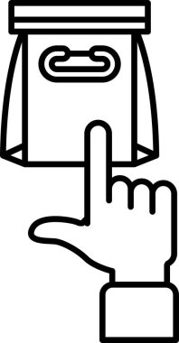 Bir el, saplı çantayı işaret ediyor. Çanta açık ve sapı görünür durumda.