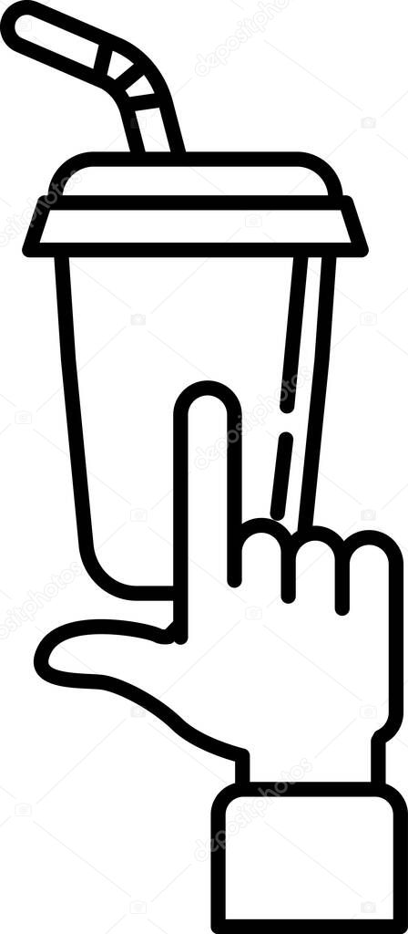 A hand is pointing at a cup with a straw in it. Concept of playfulness and enjoyment, as the hand is reaching for the cup, likely to take a sip of the beverage. The straw adds a fun