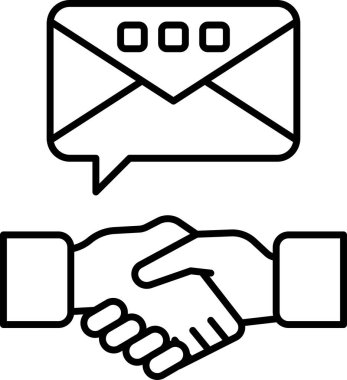 Arka planda büyük bir zarf ile iki kişi arasında bir tokalaşma gösterilir. Zarfın üzerinde 