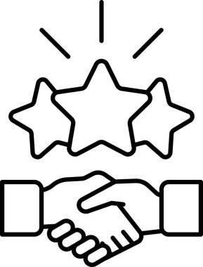 Üzerinde üç yıldız olan bir yıldızı sıkan bir el. Başarılı bir ortaklık ya da işbirliği kavramı