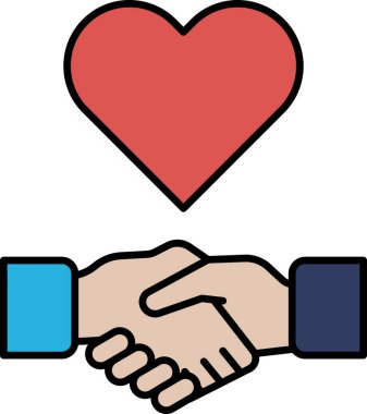 Kalbi titreten bir el. Kalp kırmızıdır ve el mavidir. Dostluk ve güven kavramı