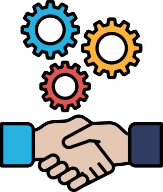 Arka planda vitesli bir el diğerini sıkıyor. İşbirliği ve takım çalışması kavramı