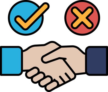 Üzerinde kırmızı X olan başka bir eli sıkan bir el. Görüntü, üzerinde kırmızı X olan bir tokalaşma hakkında.