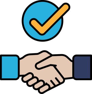 Ortasında işaret olan başka bir eli sıkan bir el. Başarılı bir anlaşma veya ortaklık kavramı