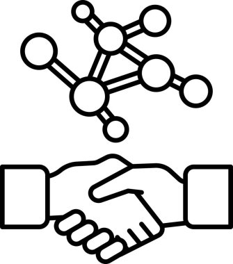 İki kişi arasındaki bir tokalaşma siyah beyaz bir resimle gösterilir. İki birey arasındaki işbirliği ve ortaklık kavramı