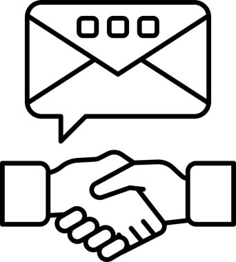 Arka planda büyük bir zarf ile iki kişi arasında bir tokalaşma gösterilir. Zarfta 